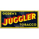 Vintage enamel tobacco sign "OGDEN'S JUGGLER TOBACCO", 56x26cm