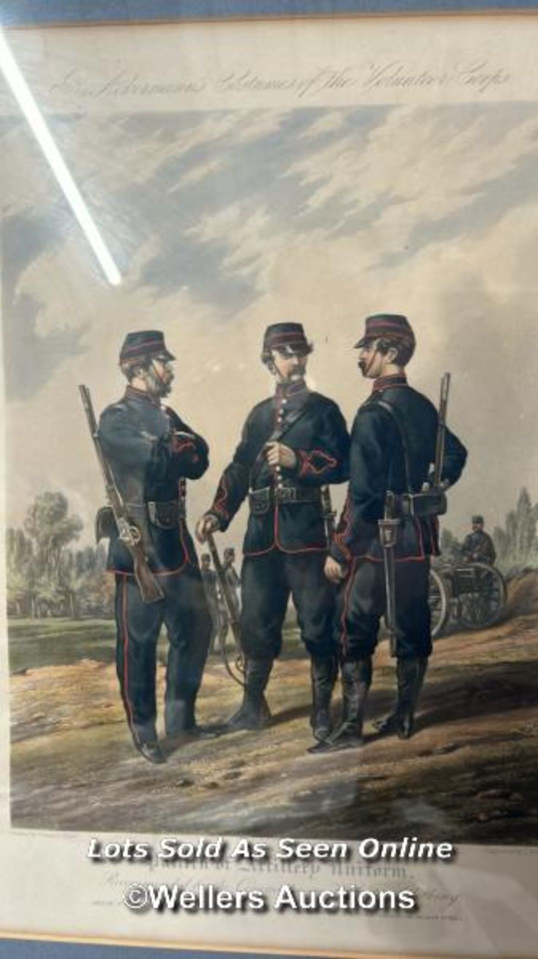 Two framed engravings, drawn by Orlando Norie, engraved by J.Harris featuring military uniforms, - Image 2 of 3
