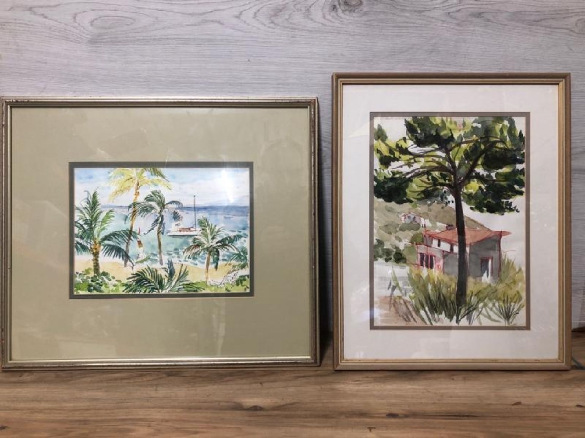Two original watercolour paintings "Pine Tree" Jesus Pobre Spain signed, 25 x 33cm and "Hawaii"