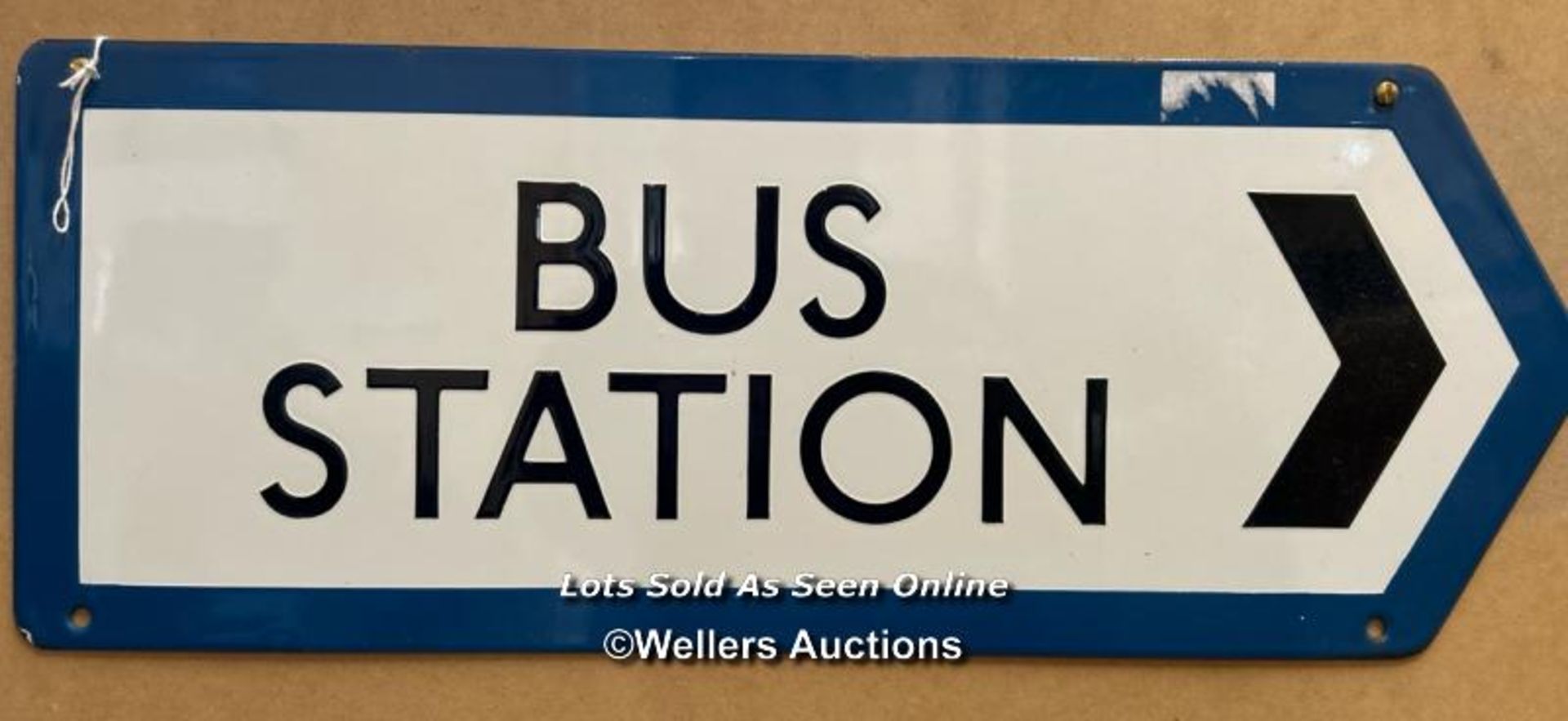 Vintage enamel street sign "BUS STATION", 53x23cm