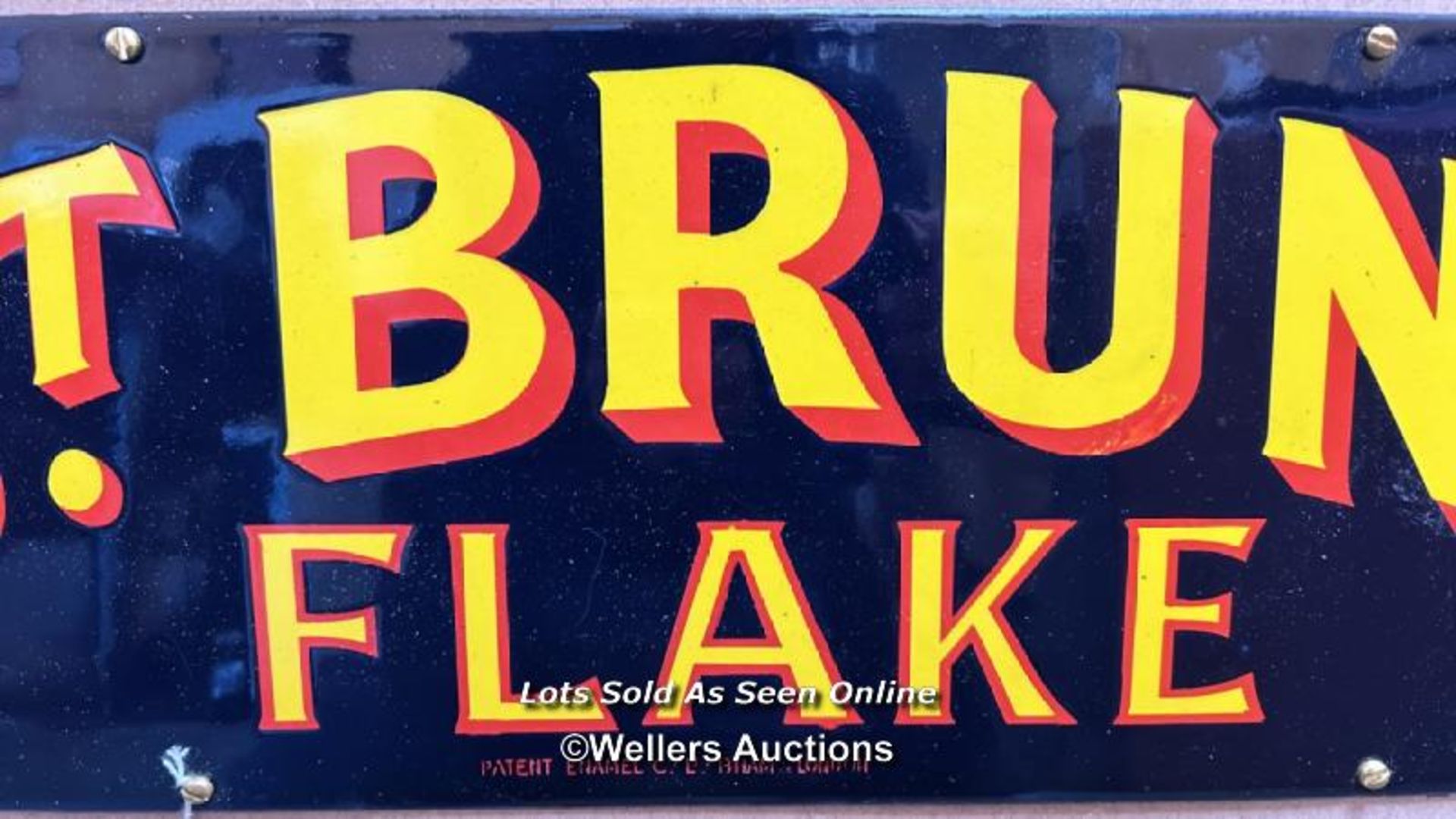 Vintage enamel tobacco sign "ST.BRUNO FLAKE", 61x20cm - Image 3 of 5