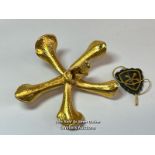 A Vintage Singaporean 24ct gold preserved floral orchid brooch, by Risis in original box, 7cm