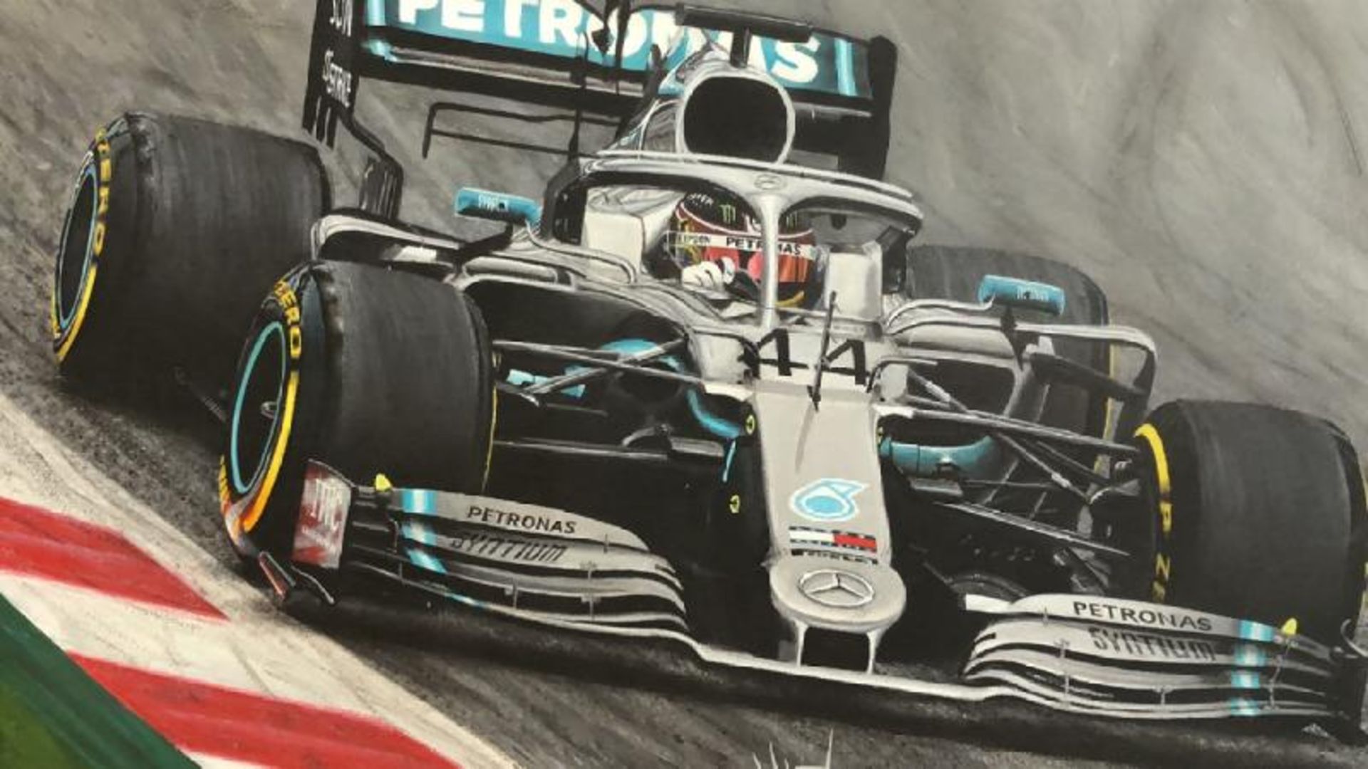 John Victor, "The F1 One" (Mercedes AMG F1 W10) acrylic on canvas, signed with certificate, 50 x - Image 2 of 6