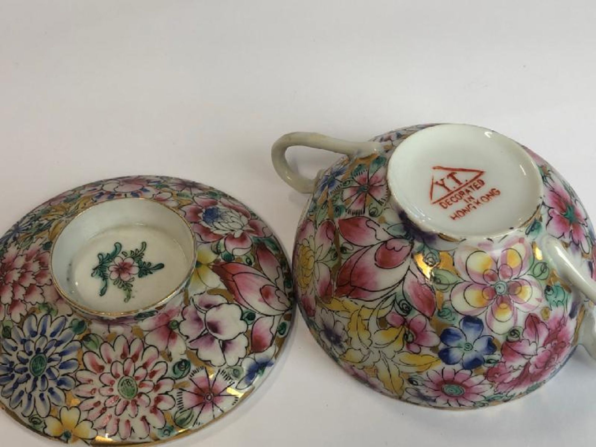 Collection of vintage oriental ceramics including Japanese tea cups with lids, small Chinese - Image 13 of 23