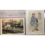 Solange B Emery - Wallis (British 20th century), two framed watercolour & mixed media paintings '