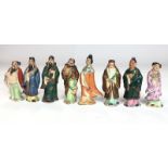 Eight Chinese miniature hand painted figurines representing the eight immortals, tallest 7cm