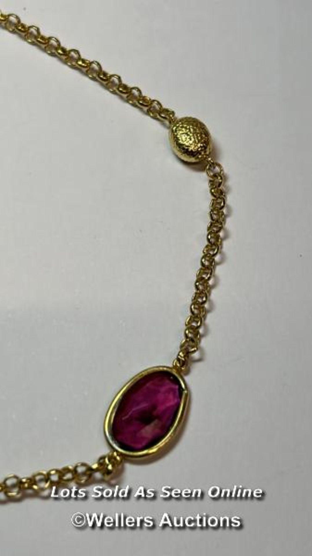 Gold plated pink tourmaline anklet/bracelet. Length 22cm. / SF - Bild 2 aus 4