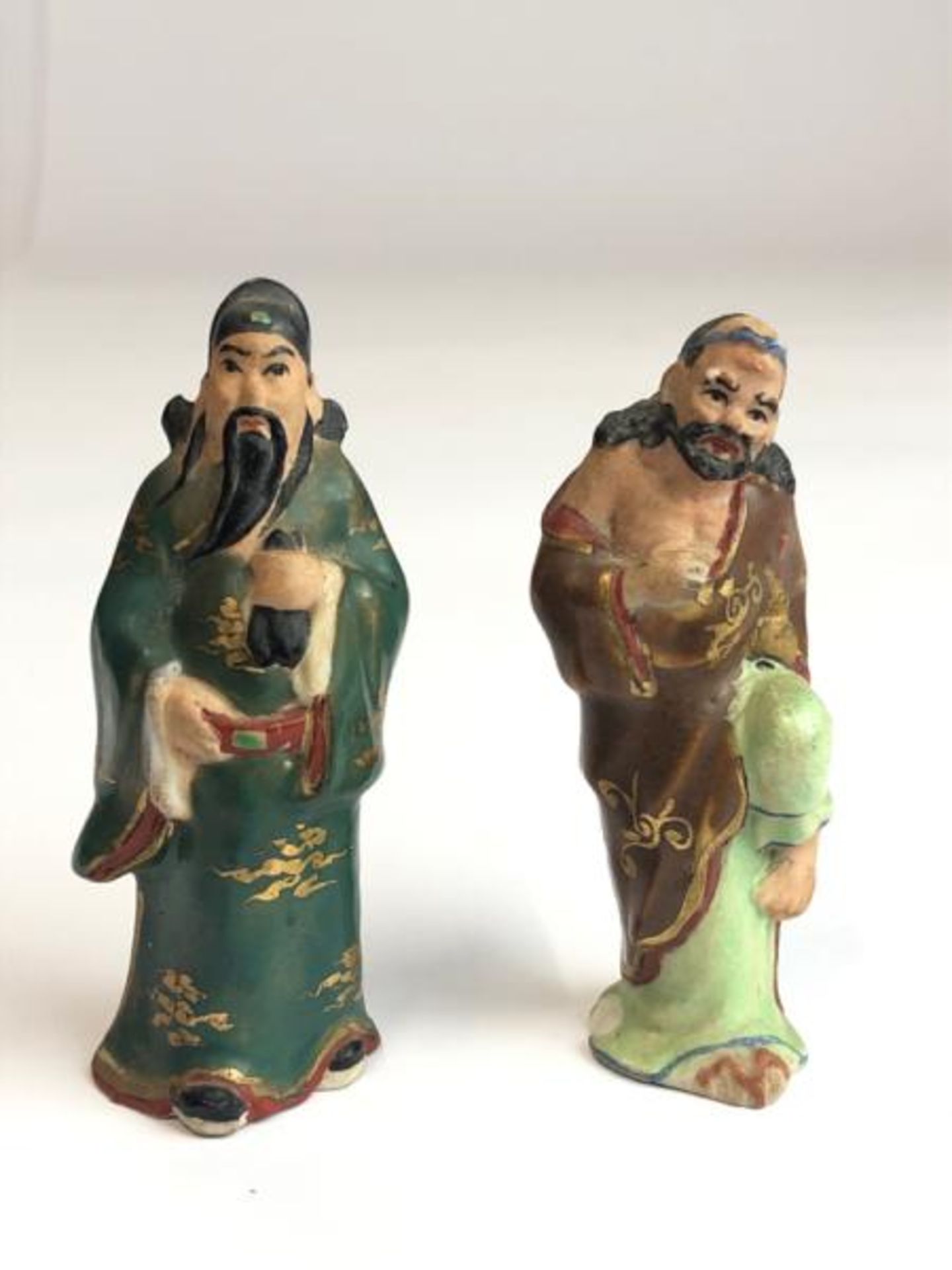 Eight Chinese miniature hand painted figurines representing the eight immortals, tallest 7cm - Image 5 of 13