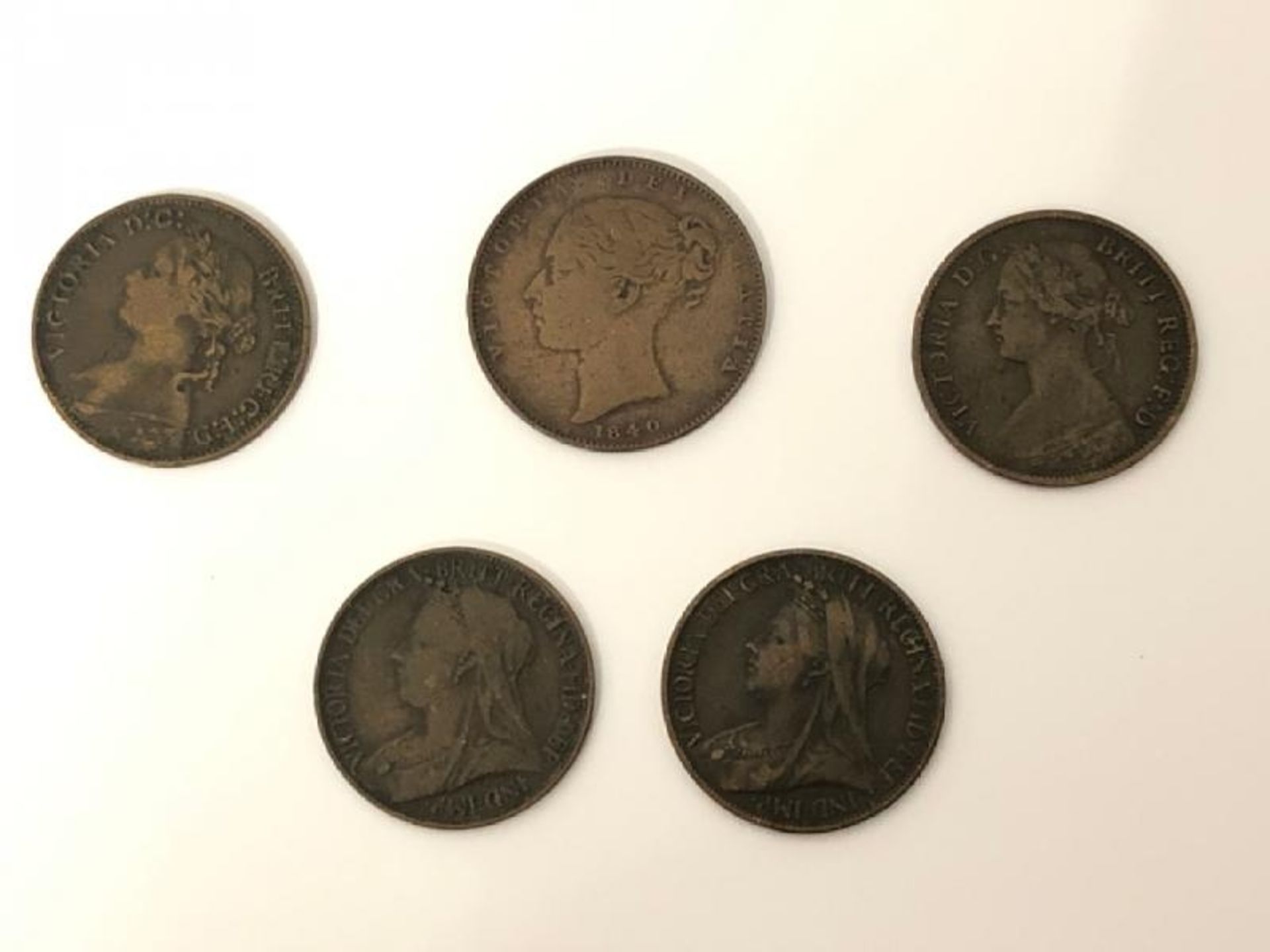 Five Queen Victoria coins dated 1840, 1879, 1862, 1898 and 1900 with five Edward VII coins / AN9 - Image 2 of 7