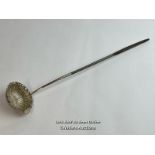 White metal toddy ladle, the bowl shaped as a flower, 35cm long / AN17