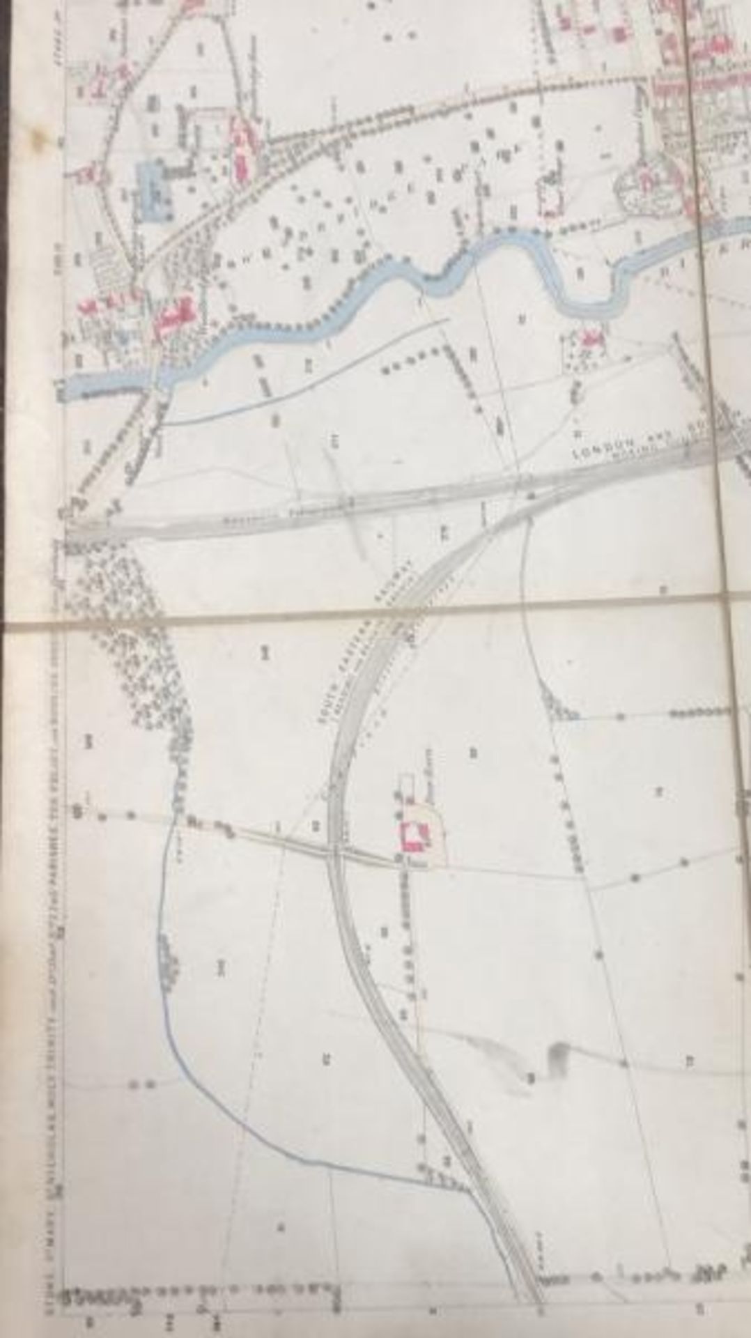 A large 25 inches to 1 mile scale map of Guildford, surveyed in 1827, 202.5cm x 134.5cm opened, - Image 13 of 16