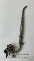 A vintage metal pipe, decorated with a butterfly, 27cm long / AN12