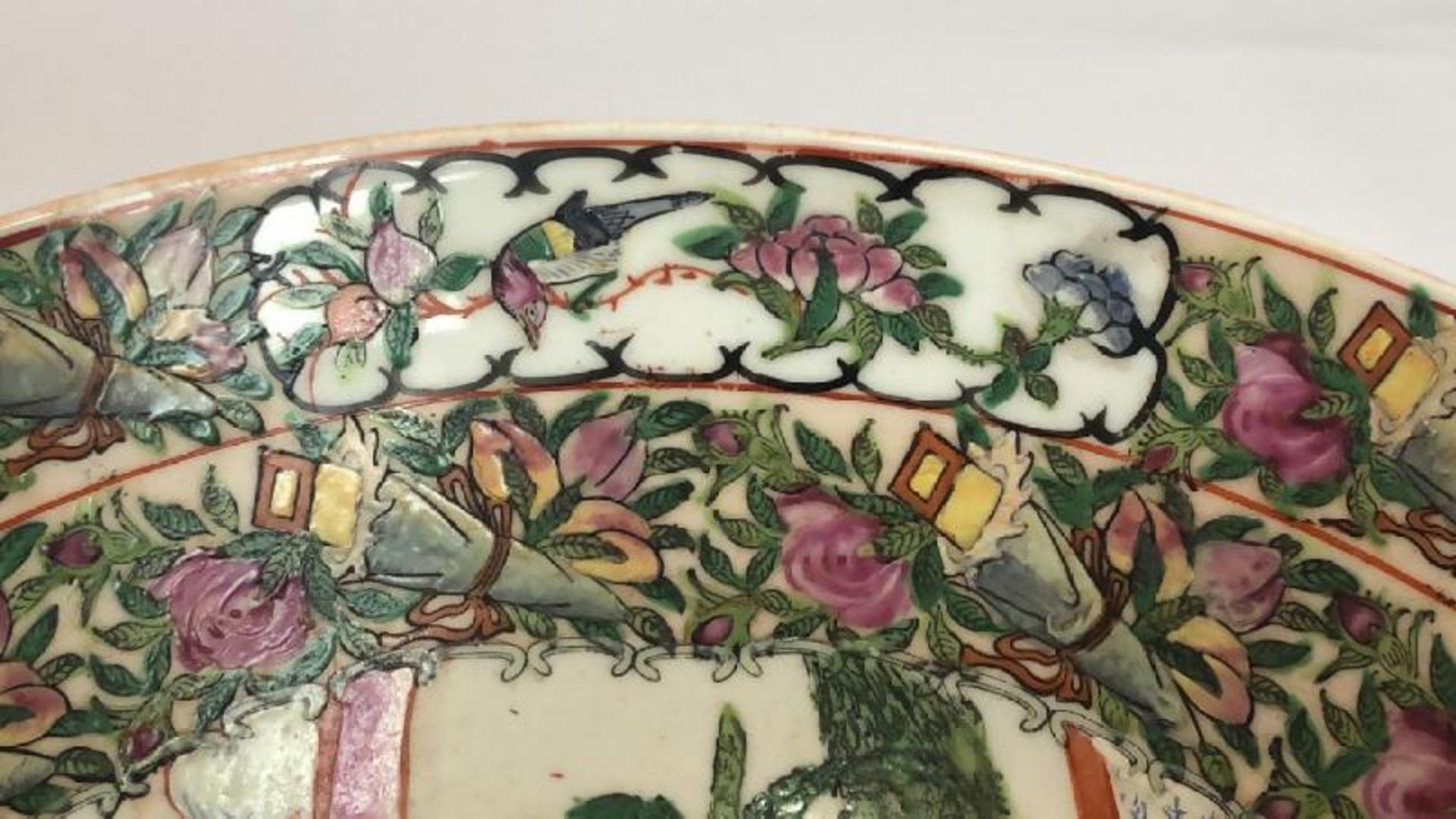 *A large early 20th centaury Chinese famille rose bowl decorated with a village scene, six character - Image 9 of 22