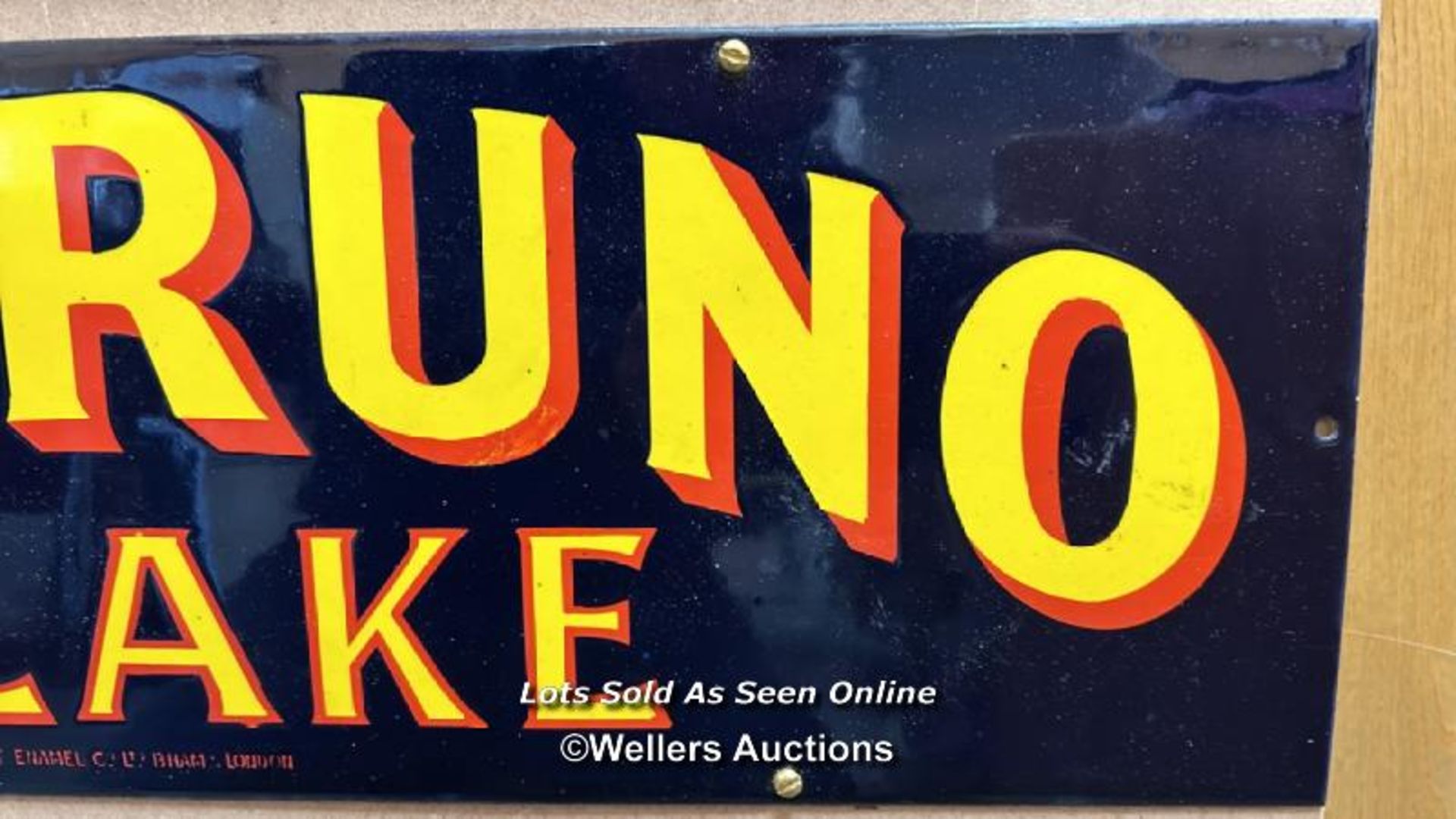 Vintage enamel tobacco sign "ST.BRUNO FLAKE", 61x20cm - Image 4 of 5