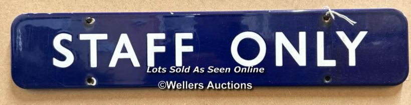 Vintage enamel railway sign"STAFF ONLY", 46x9cm