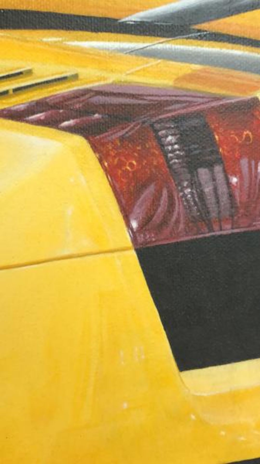 John Victor, "Yellow Hips" (Lamborghini Gallardo) acrylic on canvas,signed with certificate, 30 x - Image 3 of 7