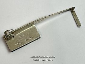 Asprey & Co Patent silver lever bookmark, PAT No 257529, Birmingham 1934, 6.5cm long, 9g / SF