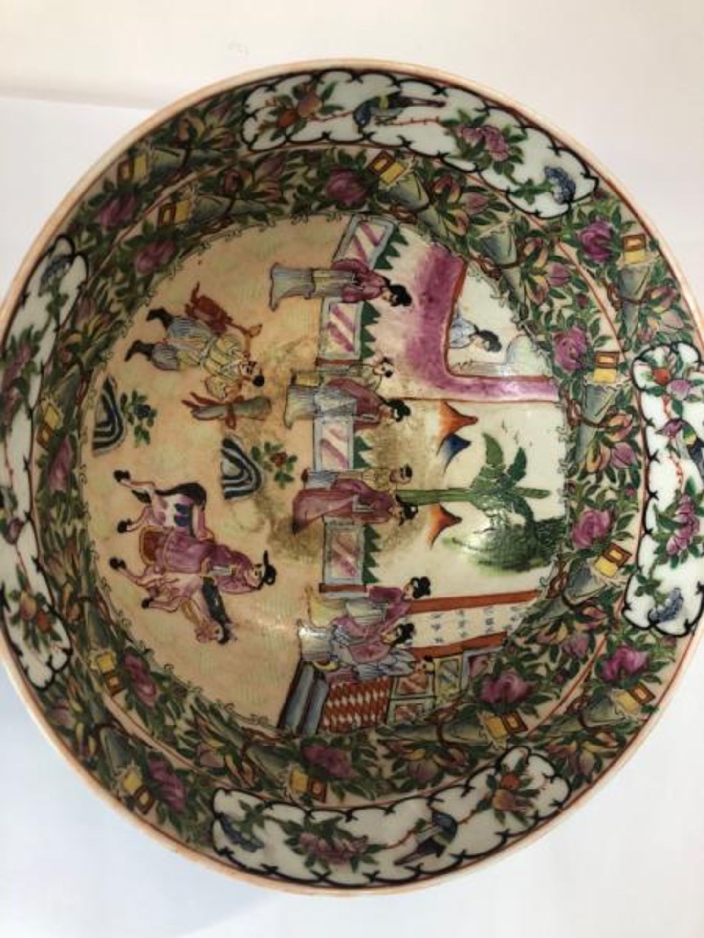 *A large early 20th centaury Chinese famille rose bowl decorated with a village scene, six character - Image 7 of 22