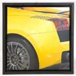 John Victor, "Yellow Hips" (Lamborghini Gallardo) acrylic on canvas,signed with certificate, 30 x