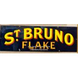 Vintage enamel tobacco sign "ST.BRUNO FLAKE", 61x20cm