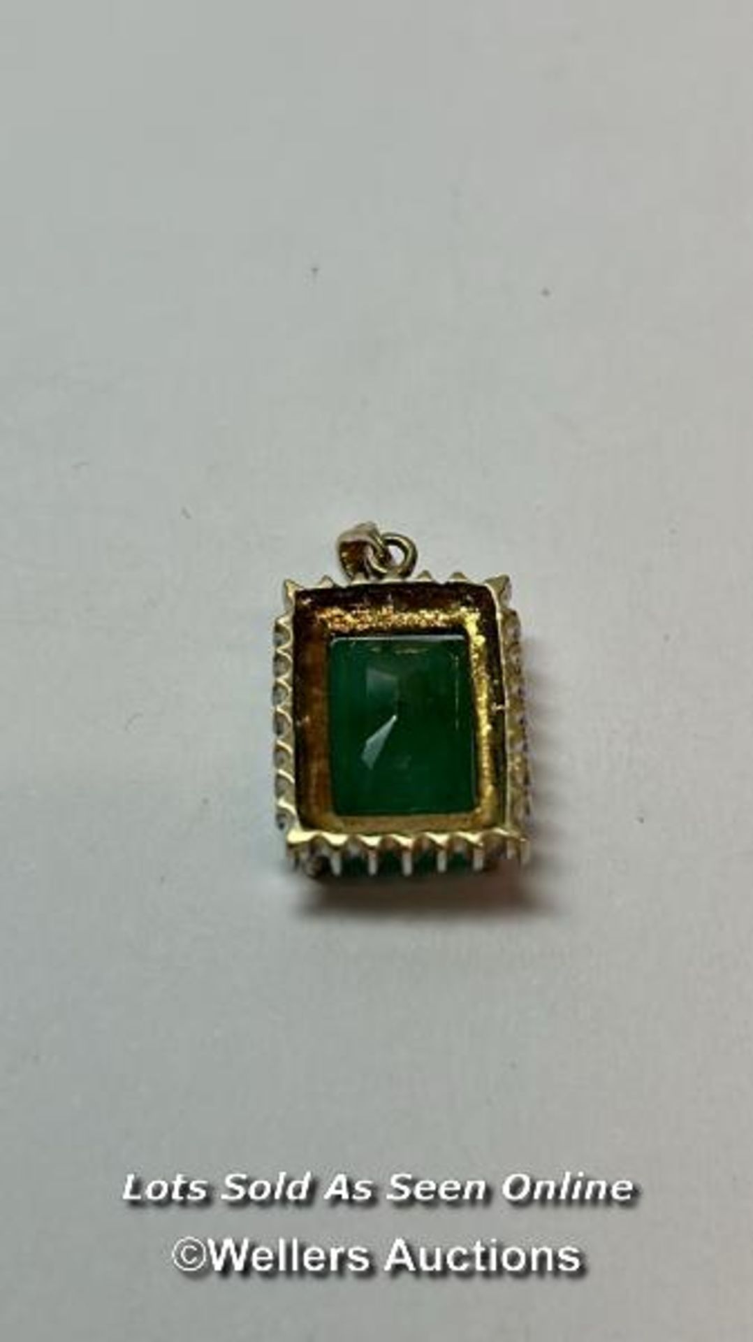 Natural emerald and diamond pendant (4 diamonds) / SF - Bild 2 aus 2