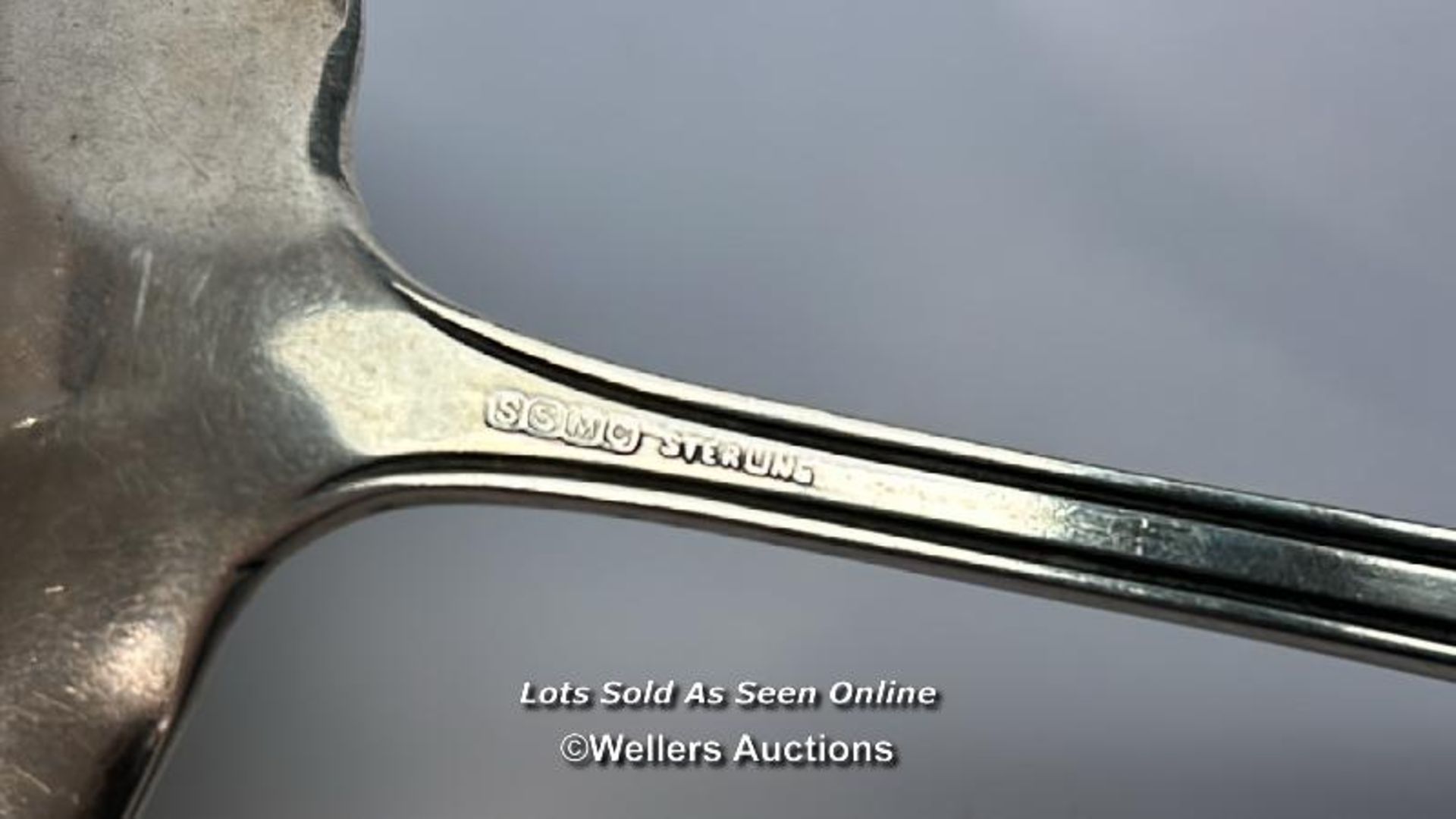 Art Deco style ladle stamped 'SSMC STERLING', 52g, 16cm long / SF - Image 4 of 4