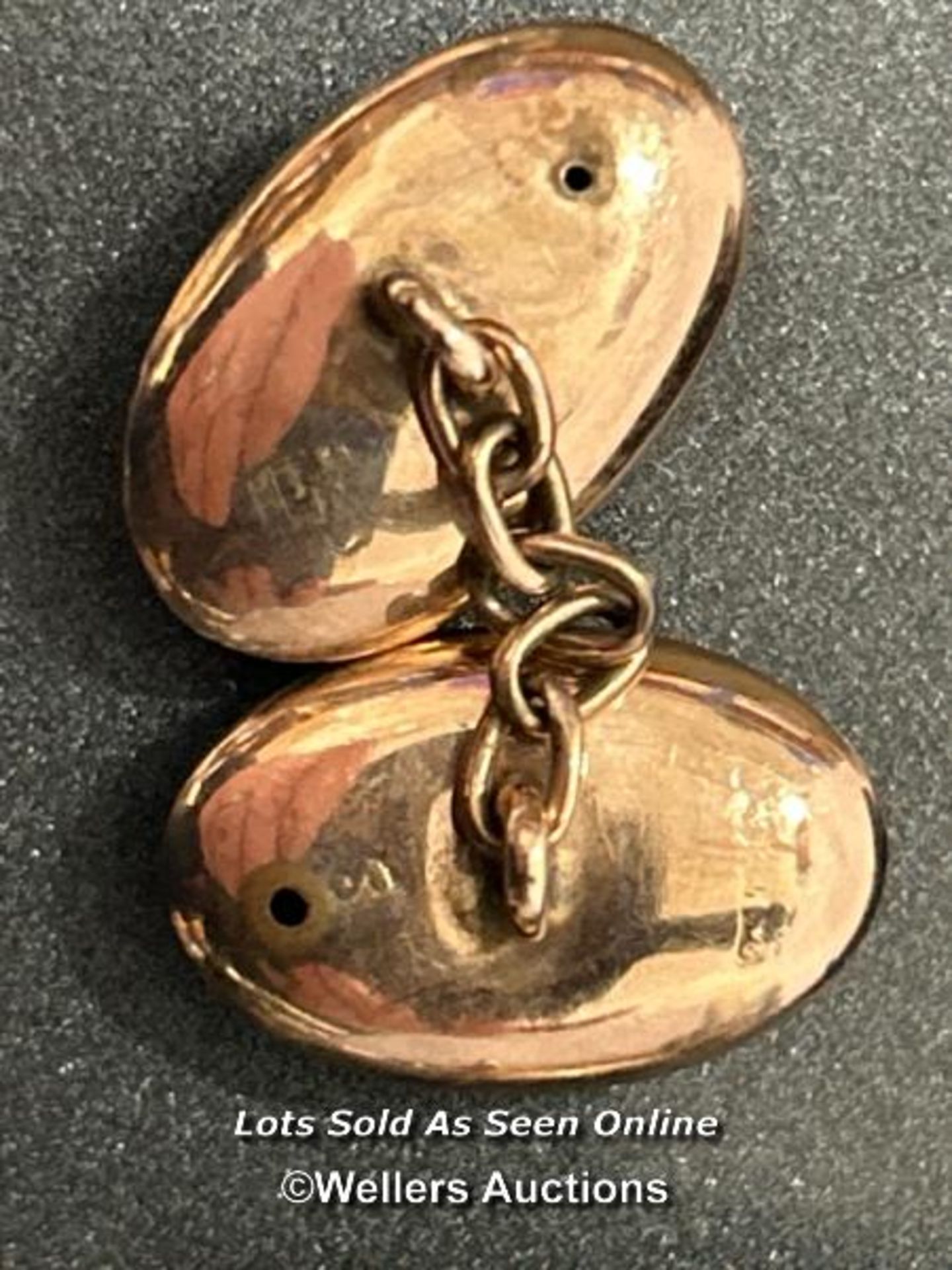 9ct gold cufflinks in a J.W. Bensons box c1898 / SF - Bild 3 aus 3