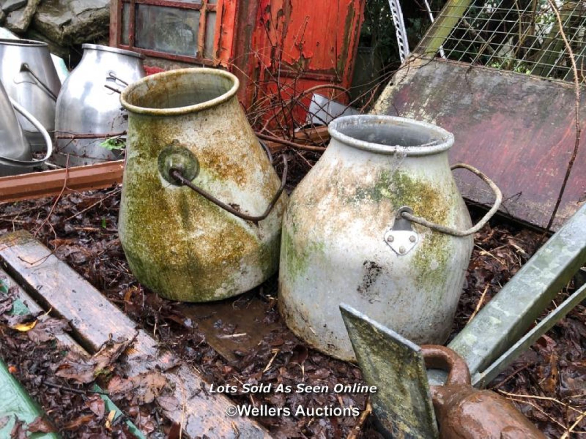 2X GALVANISED MILK BUCKETS, TALLETS 36CM (H) / NO VAT ON HAMMER PRICE - Image 2 of 2