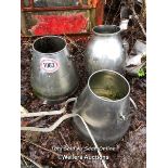 3X STAINLESS STEEL MILK BUCKETS, TALLETS 36CM (H) / NO VAT ON HAMMER PRICE