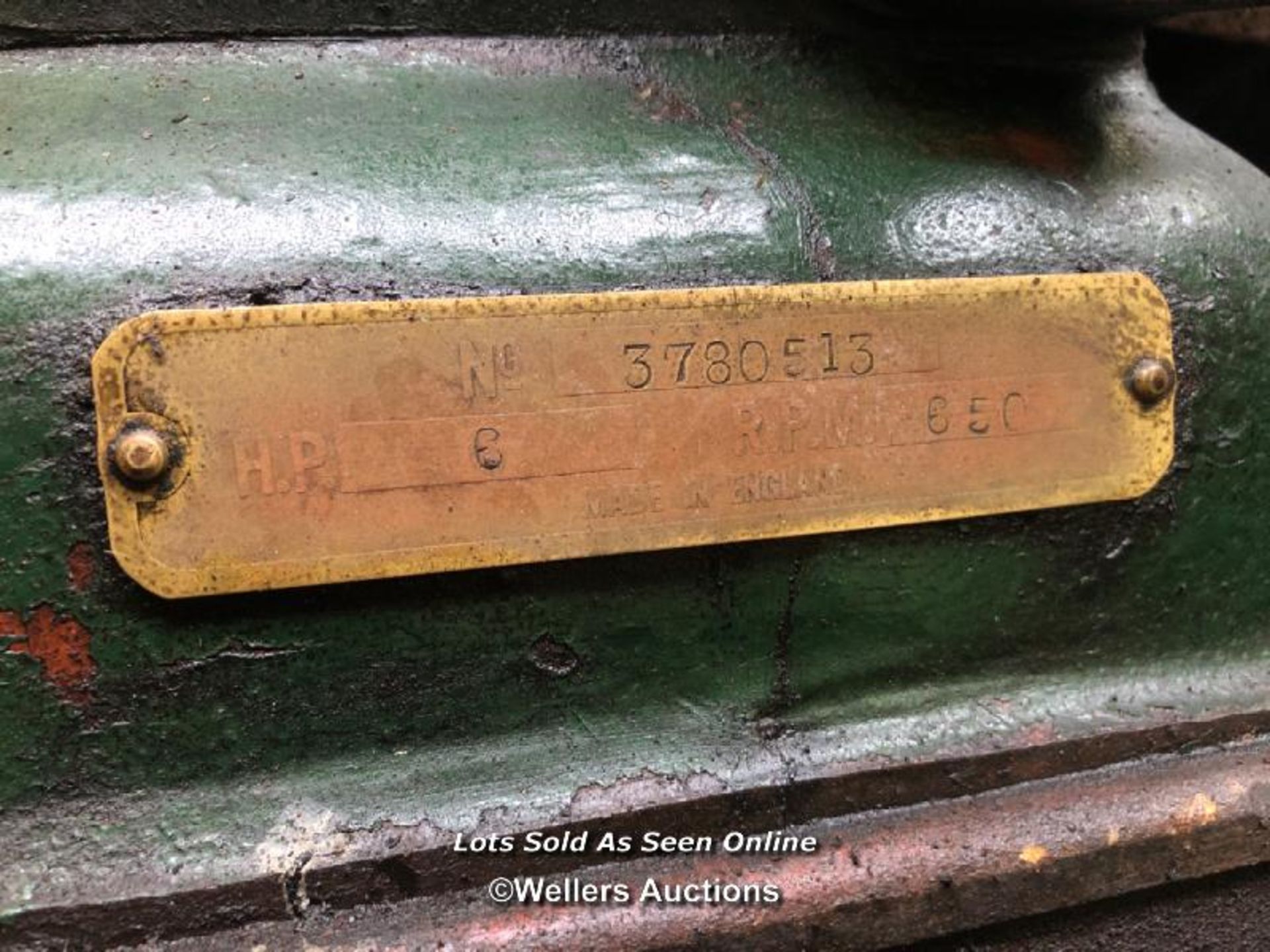 ENGINE BY LISTER, SERIAL NO: 3780513, INCL. GENERATOR AND STARTING HANDLE, DIMENSIONS 100CM (H) / NO - Image 6 of 9