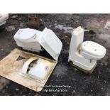 2X THETFORD ELECTRIC 12V TOILETS, SHOWER TRAY AND SINK / NO VAT ON HAMMER PRICE