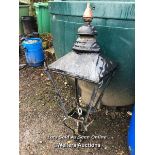 WROUGHT IRON STREET LAMP, COPPER TOP, 112CM (T) X 42CM (W) X 42CM (D) / NO VAT ON HAMMER PRICE