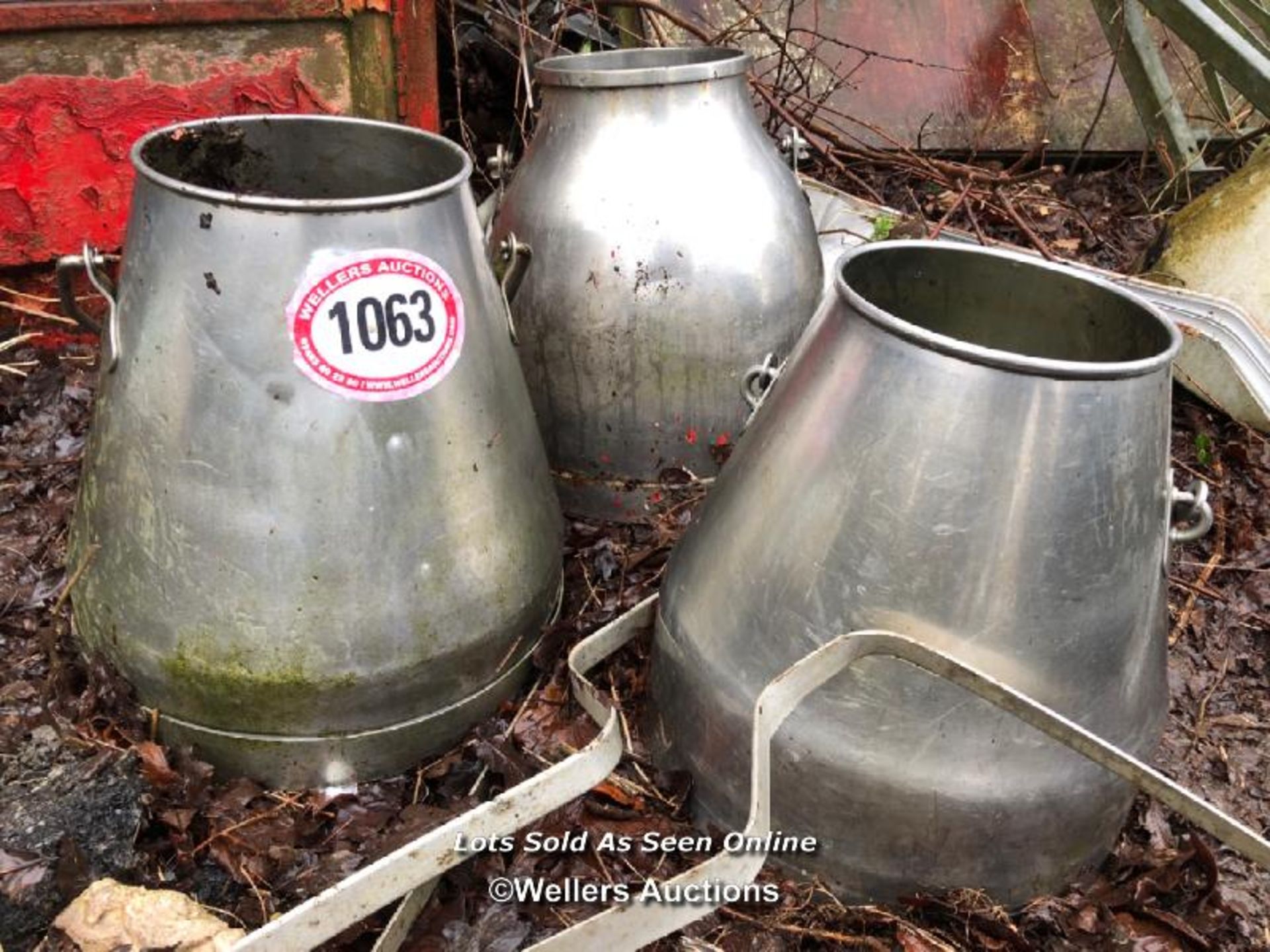 3X STAINLESS STEEL MILK BUCKETS, TALLETS 36CM (H) / NO VAT ON HAMMER PRICE - Image 2 of 2