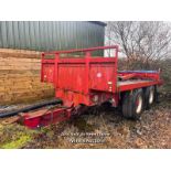 1992 WESTBY TRAILERS TWIN AXLE TRAILER, CHASSIS NO: 92081, 16FT 6INCH, GROSS WEIGHT 18 TONNES, REG