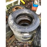 6X WHEELS AND TYRES 24570X17.5 AND 3X TYRES / NO VAT ON HAMMER PRICE