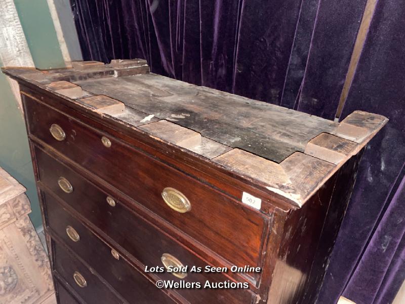 19TH CENTURY CHEST OF SIX GRADUATED DRAWERS IN MAHOGANY, SOME MOULDINGS MISSING, 112 X 56 X 170CM - Image 4 of 4