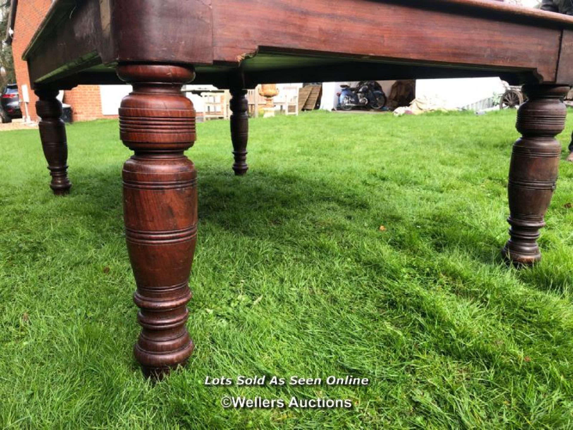 19TH CENTURY METAPORPHIC REVOLVING 1/4 SIZE SNOOKER/BILLIARDS TABLE COMBINED WITH DINING TABLE - Image 6 of 13