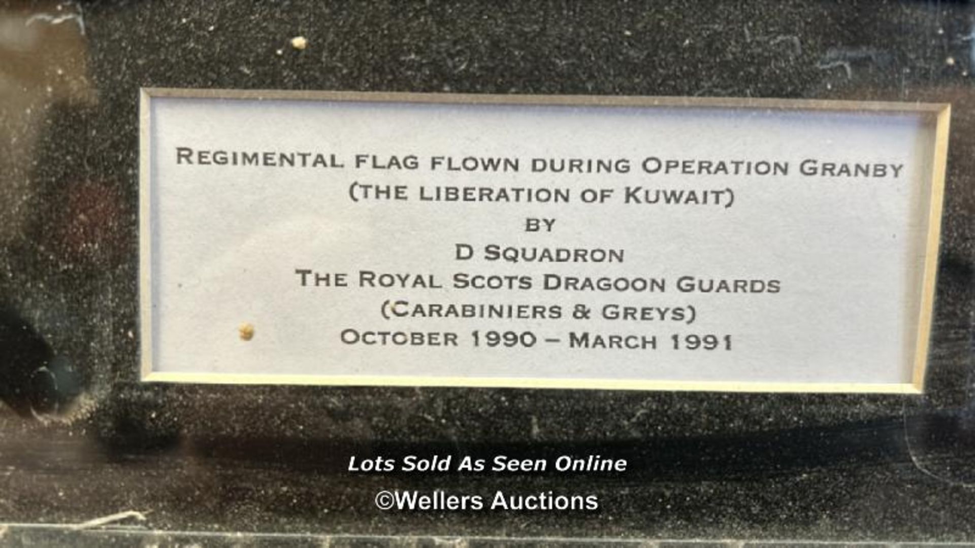REGIMENTAL FLAG FLOWN DURING OPERATION GRANBY (THE LIBERATION OF KUWAIT) BY D SQUADRON, THE ROYAL - Image 4 of 7