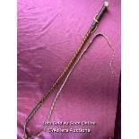 HALLMARKED SILVER TOPPED RIDING CROP, TOTAL LENGTH 191CM
