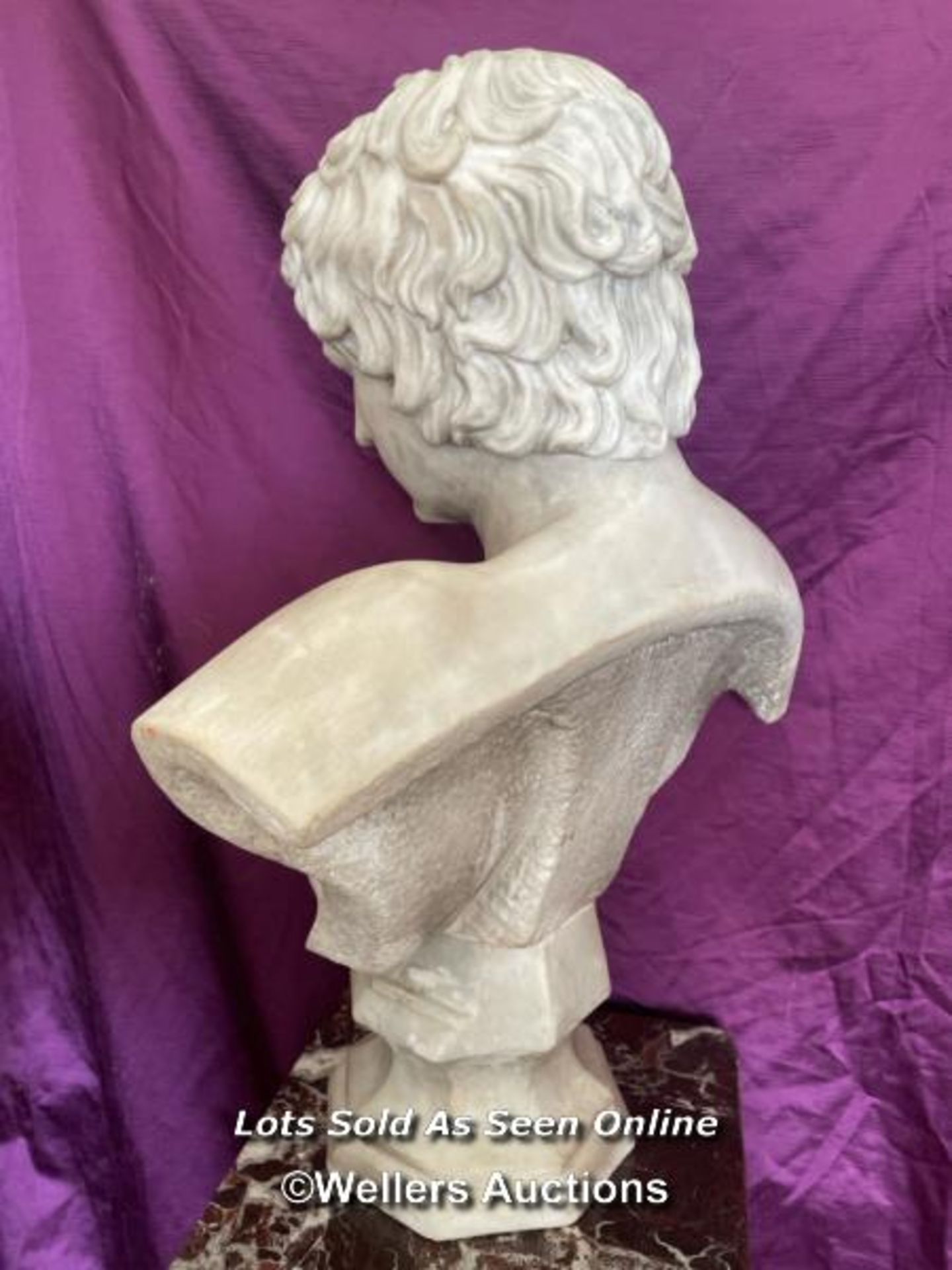 19TH CENTURY MARBLE BUST OF ANTINOUS, 55 X 23 (BASE) X 73.5CM - This lot is located away from the - Image 7 of 7