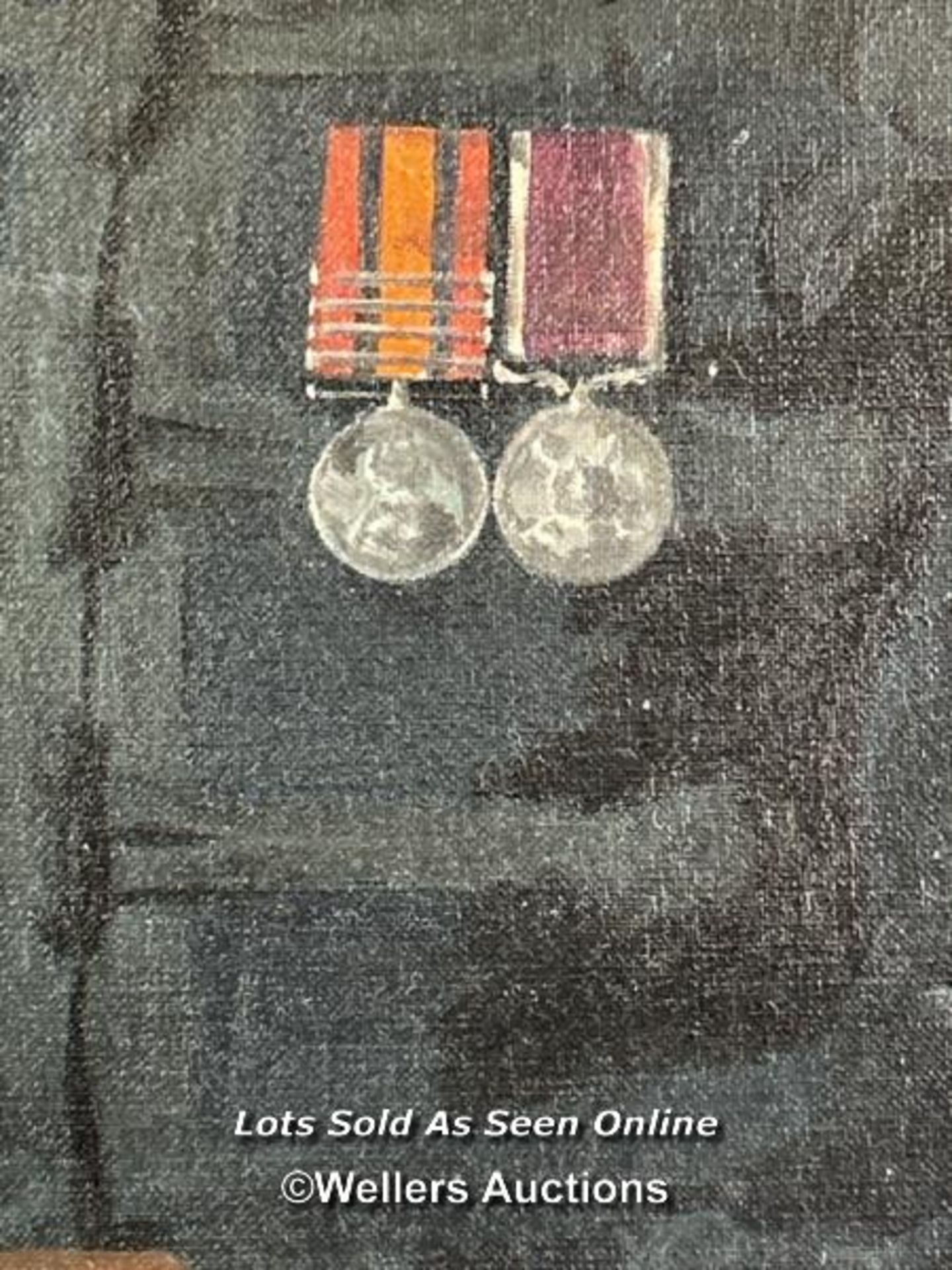 OIL ON CANVAS PORTRAIT OF A MILITARY OFFICER WITH BOER WAR MEDALS, SIGNED BY G. STURGES '32, 51 X - Image 3 of 5