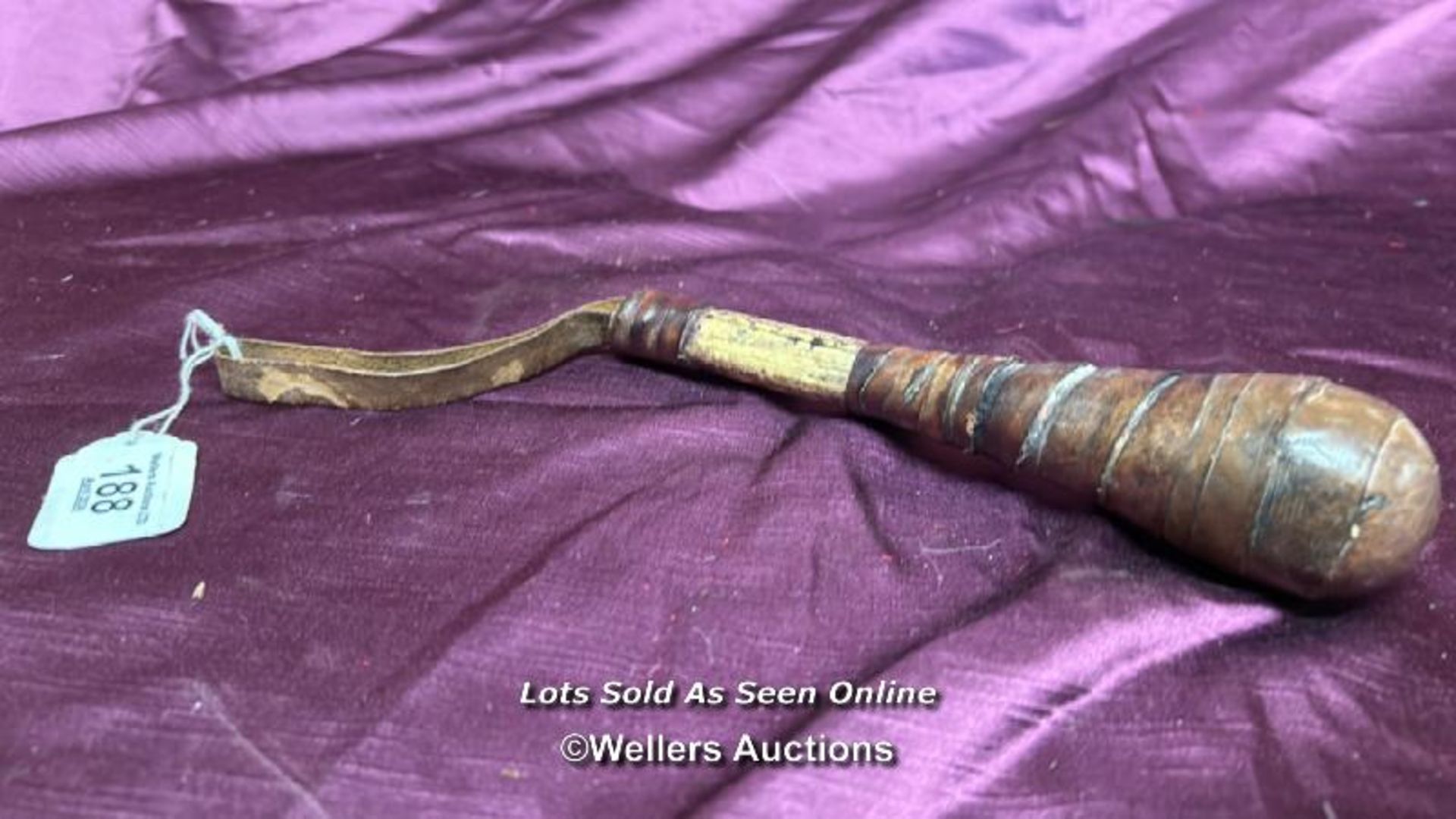 19TH CENTURY CLUB WITH LEATHER WRIST STRAP