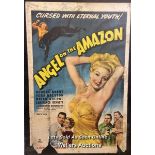 'ANGLE ON THE AMAZON' FILM POSTER, 1940'S PASTED ONTO BOARD FOR THEATRICAL USE, POSTER SIZE 69 X