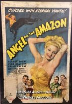 'ANGLE ON THE AMAZON' FILM POSTER, 1940'S PASTED ONTO BOARD FOR THEATRICAL USE, POSTER SIZE 69 X