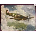 OIL ON BOARD PAINTING OF A SPITFIRE, SIGNED RB, 44 X 33CM