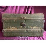 19TH CENTURY TRAVEL TRUNK MAJOR A.J. WILCOX, SERVICE NUMBER 47110, GRENADIER GUARDS, LANCASTER