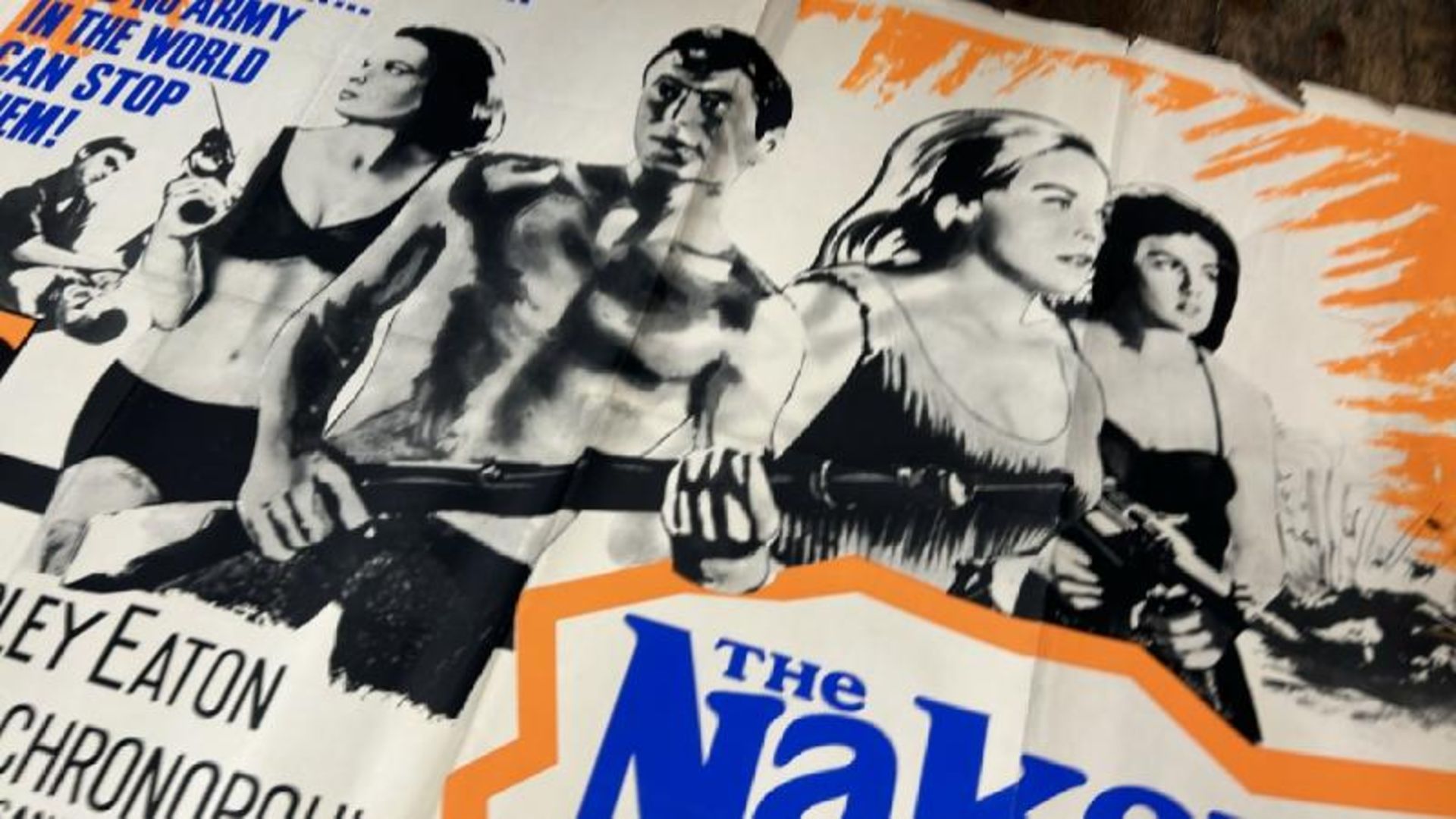 THE NAKED BRIGADE STARRING SHIRLEY EATON, ORIGINAL FILM POSTER, WITH SOME TEARS, 102CM W X 76CM H, - Image 3 of 5