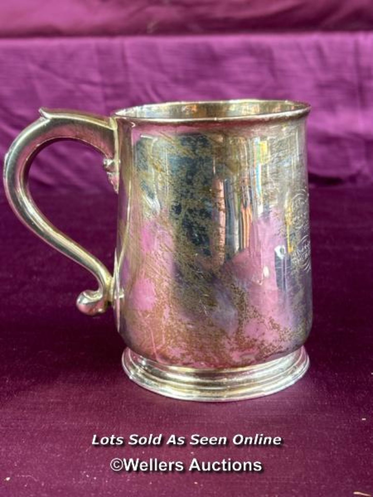 HALLMARKED SILVER TANKARD, DATED 1868, HEIGHT 10.7CM, WEIGHT 277GMS - Image 2 of 4