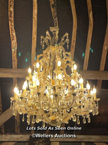 EARLY 20TH CENTURY ITALIAN CHANDELIER, APPEARS TO BE COMPLETE AND WORKING AS SHOWN, SEVEN ARMS SPLIT