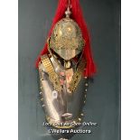 HOUSEHOLD DIVISION (BLUES AND ROYALS), CUIRASSIERS BREASTPLATE AND HELMET DISPLAY PIECE